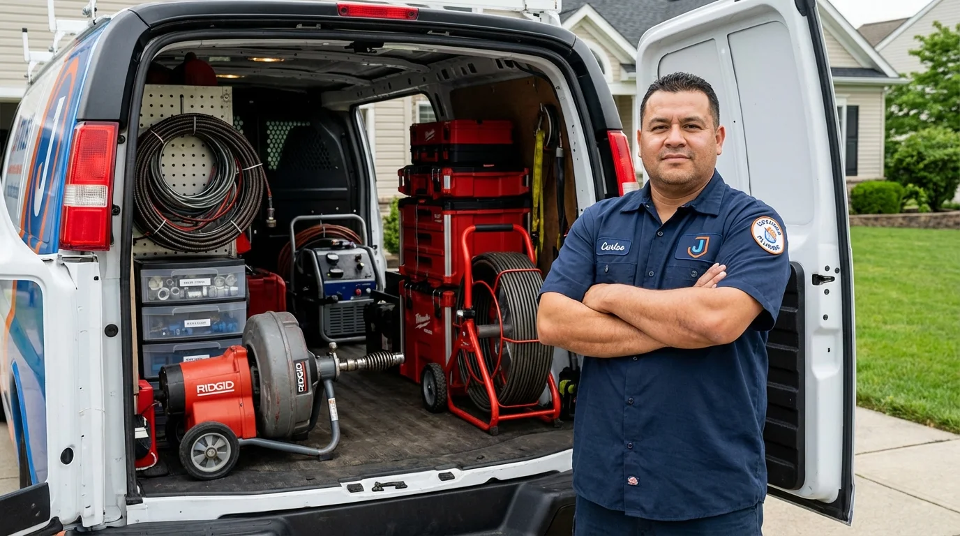 Professional drain cleaning equipment and Johns Plumbing LLC plumber in Whitinsville