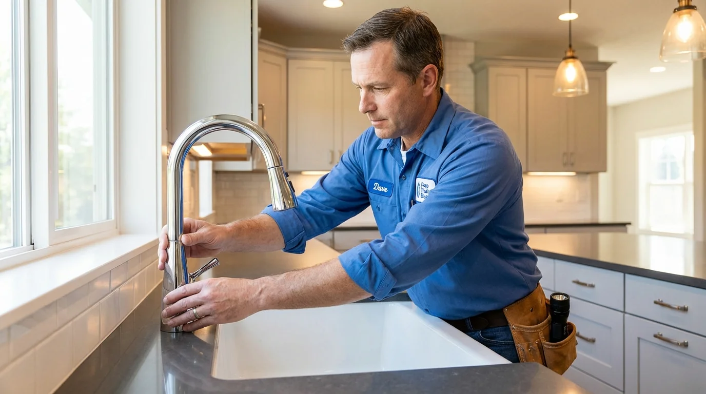 Kitchen faucet installation by Johns Plumbing LLC in Whitinsville